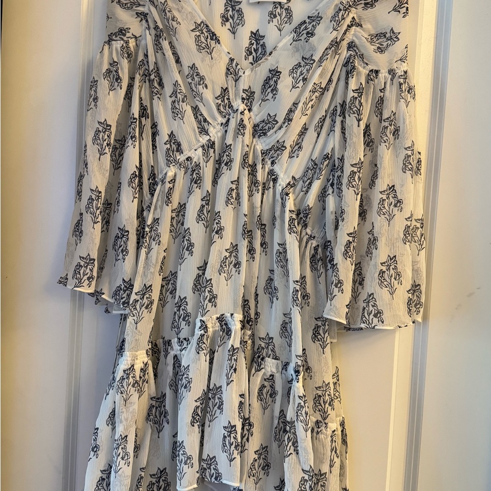 Floral Print Dress with Ruffle Sleeves